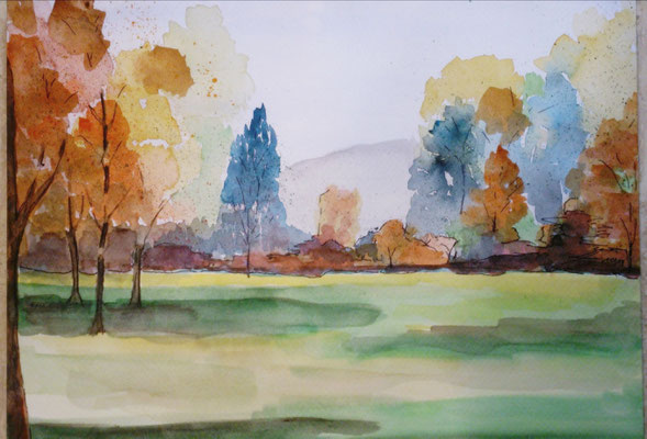 Herbstwald, 10-14, Aquarell, 30x40cm