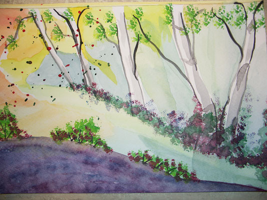 Am Waldrand, 5-13, Aquarell, 30x40cm