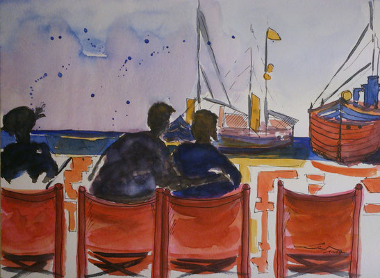 Zuschauer, 1-17, Aquarell, 30x40cm