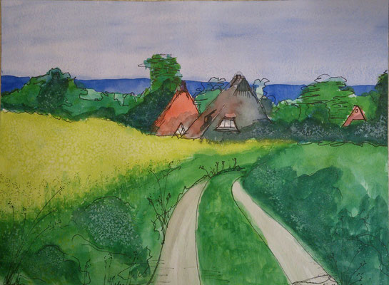 Rapsfeld an der Ostsee, 5-16, Aquarell, 30x40cm