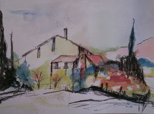 Ländlich,6-15, Aquarell, 30x40cm