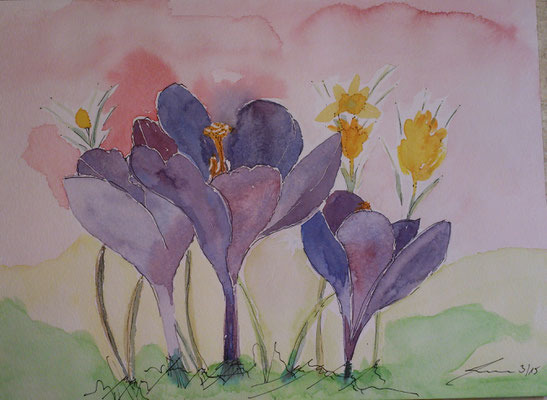 ..was Blumiges ,3-15, Aquarell, 30x40cm