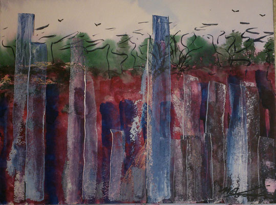 Blaubeeren, 11-17, Aquarell mit Wachs, 30x40cm