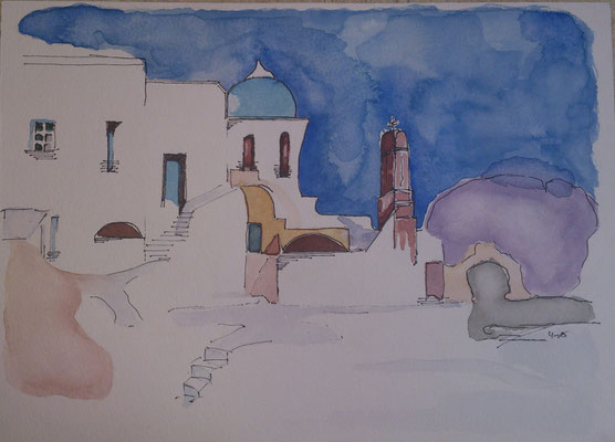 Santorin, 4-15, Aquarell, 30x40cm