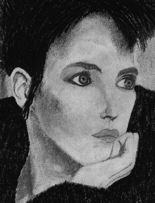 Adjani ,1983, Filzstift mit Bleistift, 23x33cm