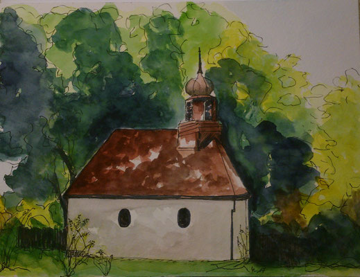 Dorfkirche, 4-17, Aquarell, 30x40cm