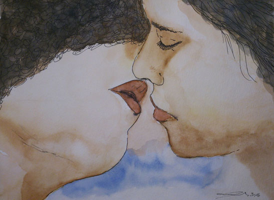 Der Kuss, 3-16, Aquarell, 30x40cm