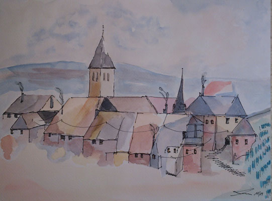 Weindorf, 11-14, Aquarell, 30x40cm