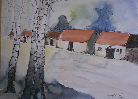 Dorfstrasse, 12-15, Aquarell, 30x40cm