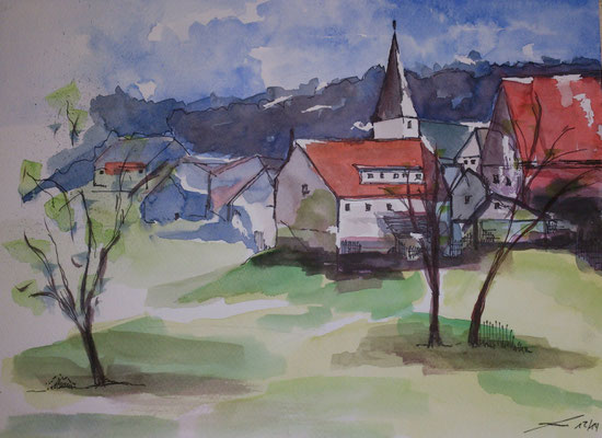 Dorf, 12-14, Aquarell, 30x40cm