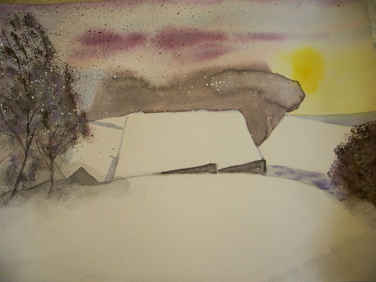 Wintertag, 12-14, Aquarell, 30x40cm