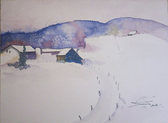 Winterbild, 1-16, Aquarell, 30x40cm //     Besitzerwechsel