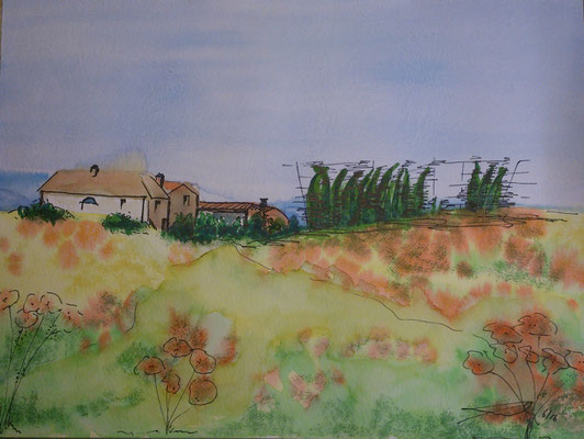 Auf dem Lande, 6-16, Aquarell, 30x40cm
