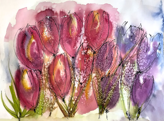 Tulpen, 4-16, Aquarell, 30x40cm