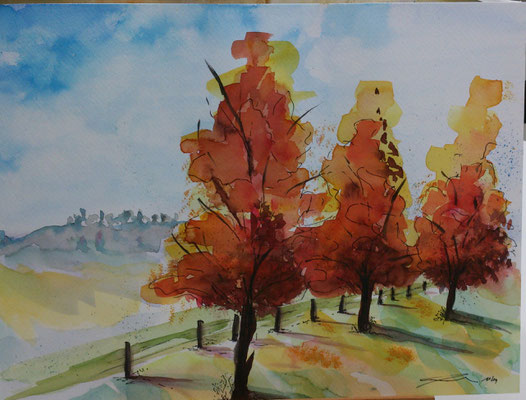 Herbstweg, 11-14, Aquarell, 30x40cm