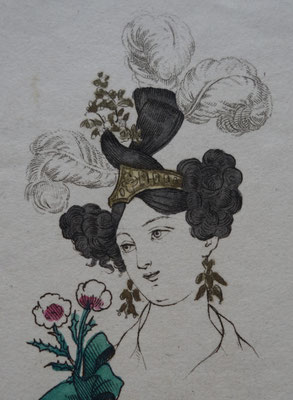 1830s elaborate hairdo with plumes