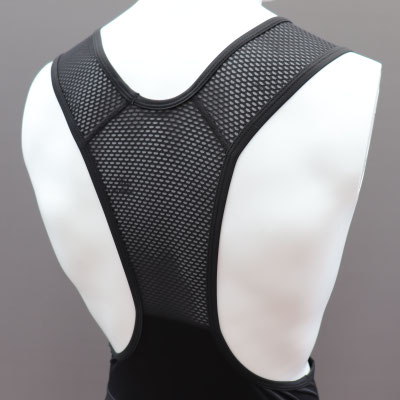 Custom printed Pro cycle bib shorts with black mesh bib rear detail for breathable cycling support.