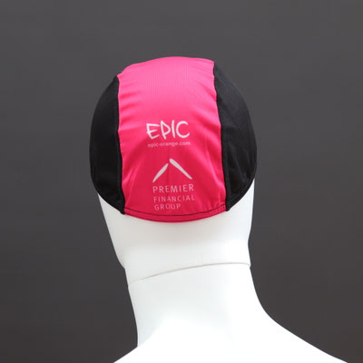 Custom printed 53-11 cycle cap rear view with compact lightweight design for training and racing.
