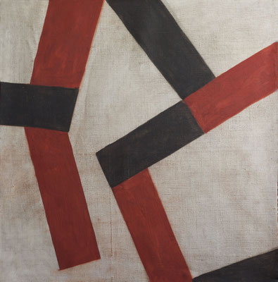 35-Ombre et rouge- juillet 2019- tempera sur toile-56x54 cm