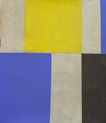 6-Jaune et bleu-janvier 2022- tempera sur toile-48x41cm