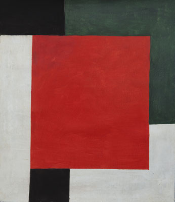 49- Rouge et vert- juillet 2022- tempera sur toile-54x47cm