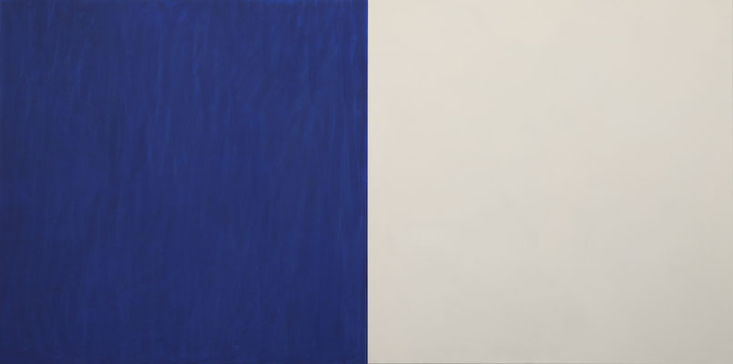 54-Diptyque Bleu -Blanc- dec 2019- huile sur toile-120x120 cm x2 