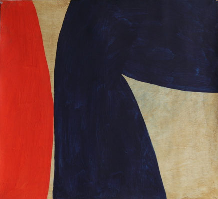 5-Rouge et bleu de Prusse- fevrier 2014-tempera sur toile-40x44cm