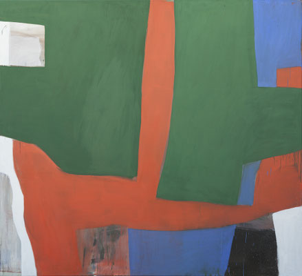25-Verte et rouge- 28 juillet 2020- Huile et tempera sur toile- 210x230cm