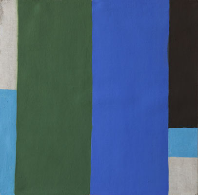 28-vert et bleu- 31 juillet 2020- Tempera sur toile- 42,5x43,5cm