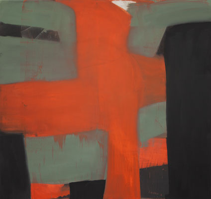 8- Rouge et verte, aout 2025, huile sur toile, 160x170cm