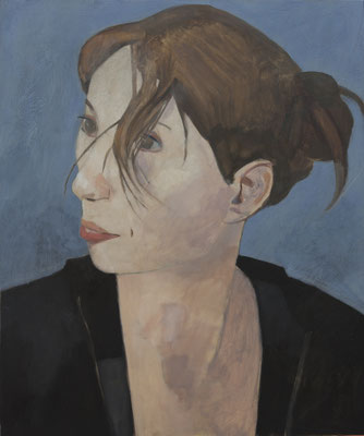 29-La mèche folle-  avril 2022- huile sur panneau-55x46cm