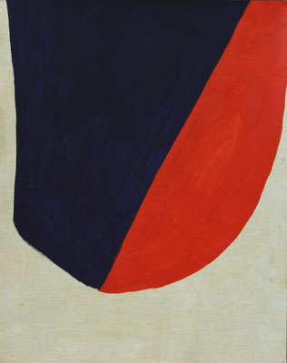 4-Bleu prusse et rouge coq- fevrier 2014-tempera sur toile-48x38cm