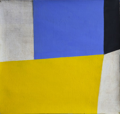 7-Jaune et bleu-janvier 2022- tempera sur toile-39x41cm