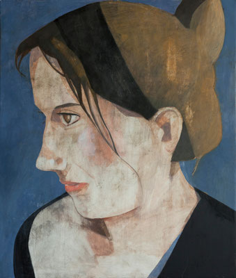 Barbara de profil- mars 2016-huile et tempera sur toile- 100x85cm