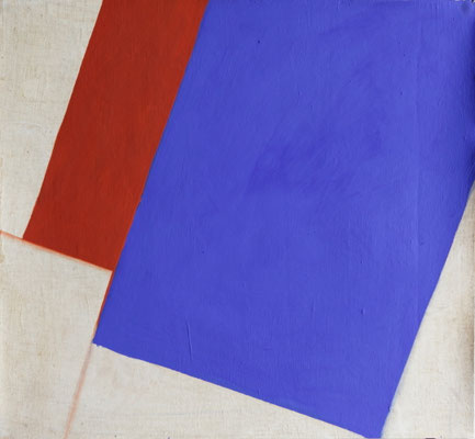 41-Bleu outremer et rouge- avril 2014-tempera sur t-45x47cm