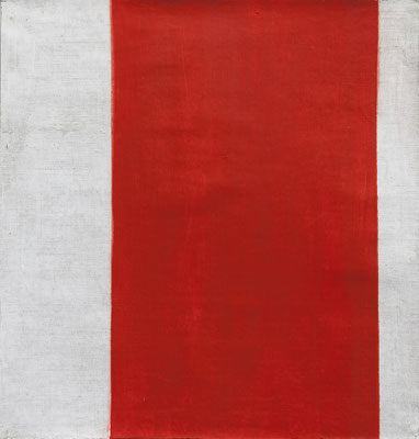 32-Rouge et blanc- aout 2020- Tempera sur toile- 50x 47cm