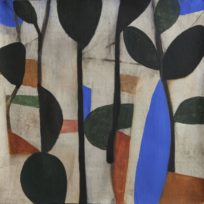 30-Feuilles- juillet 2019- tempera sur toile-41x42 cm