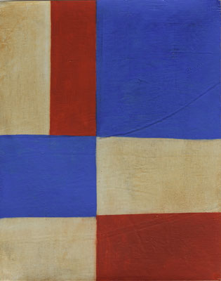 50-Rouge et bleu- mai 2014- tempera sur toile- 52,5x42cm