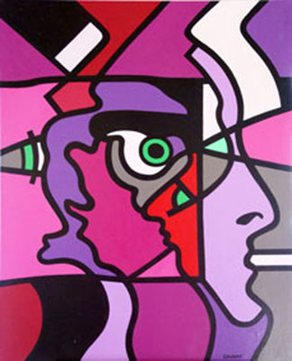 Composition faciale. Acrylique sur toile. 81 x 100 cm. 850 €