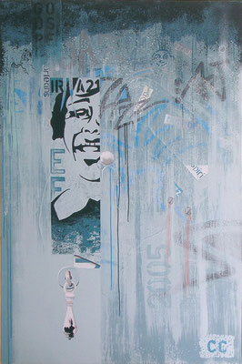 Porte de jazz. Acrylique sur toile. 97 x 146 cm.1400 €