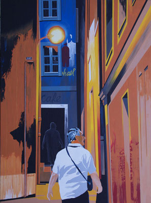 Au bout de la rue. Acrylique sur toile. Collection privée