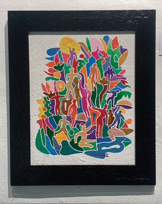 Les danseurs. Acrylique sur bois. 32 x 38 cm. Collection privée