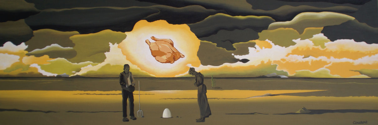 Prière pour amélioration alimentaire. Acrylique sur toile. 40 x 120 cm. 500 €