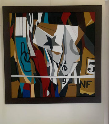 Post-it. Acrylique sur toile marouflée bois. 79 x 79 cm. 750 <€