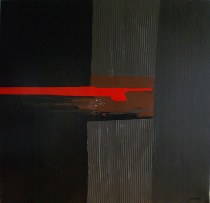 Sans titre rouge. Acrylique sur toile. 120 x 120 cm. 1450 €