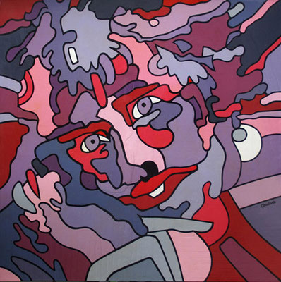 L'air penché. Acrylique sur toile. 100 x 100 cm. 1000 €