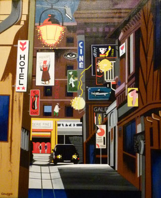 Rue de l'hôtel. Acrylique sur toile. Collection privée.