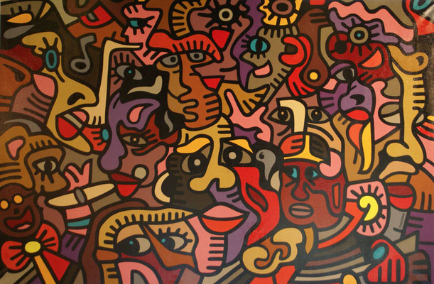 Jazz'Af. Acrylique sur toile. 195 x 130 cm. 2250 €