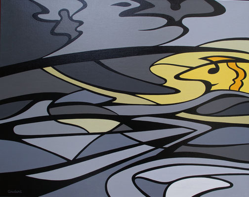 Le paludier. Acrylique sur toile. 73 x 92 cm. 680 €