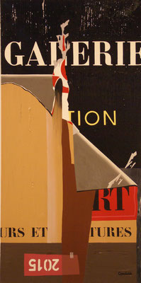 Galerie. Acrylique sur toile et goudron. 60 x 120 cm. 750 €